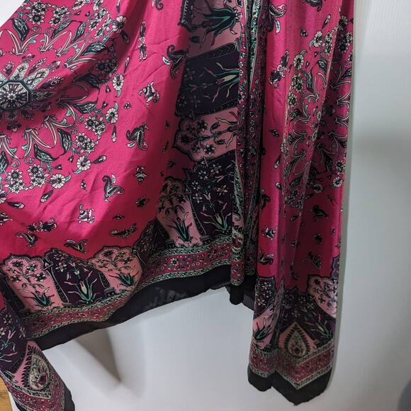 Vintage Y2K Boho Paisley Slip Dress Pink Black Handkerchief Hem Spaghetti Strap - Picture 9 of 10